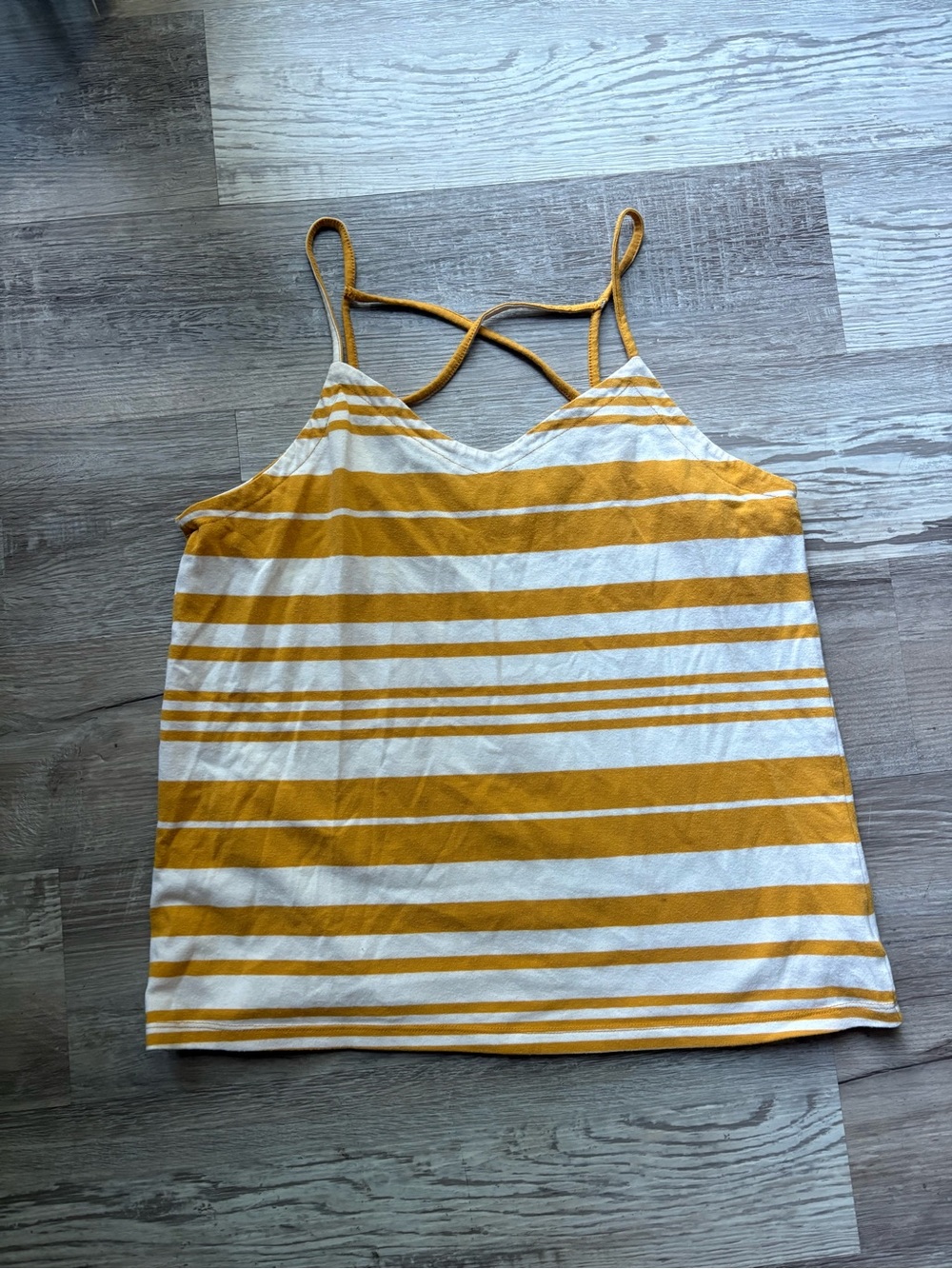 Universal Thread Yellow/White Striped Scoop Neck Spaghetti Strap Cami M